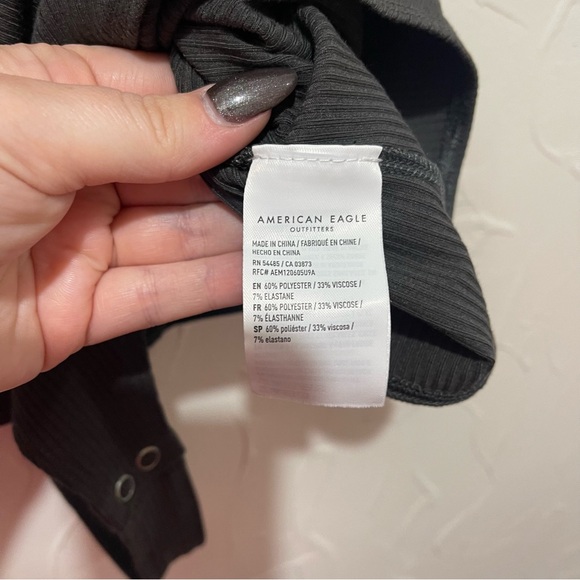 NWT American Eagle charcoal scoop-neck ribbed bodysuit (XXL) - Picture 7 of 7